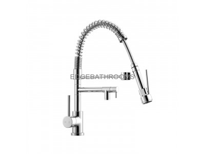 Kitchen Mixer with dual spout pull out spring tap