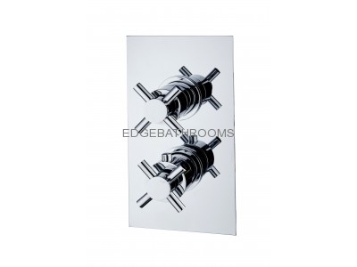 Cross head twin shower valve one outlet