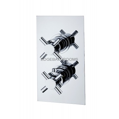 Cross head twin shower valve one outlet